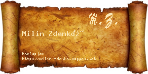 Milin Zdenkó névjegykártya